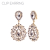 26190CECR RHINESTONE TEARDROP FLOWER CLIP ON ER