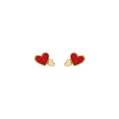 26323 RED RHINESTONE SMALL HEART STUD EARRINGS