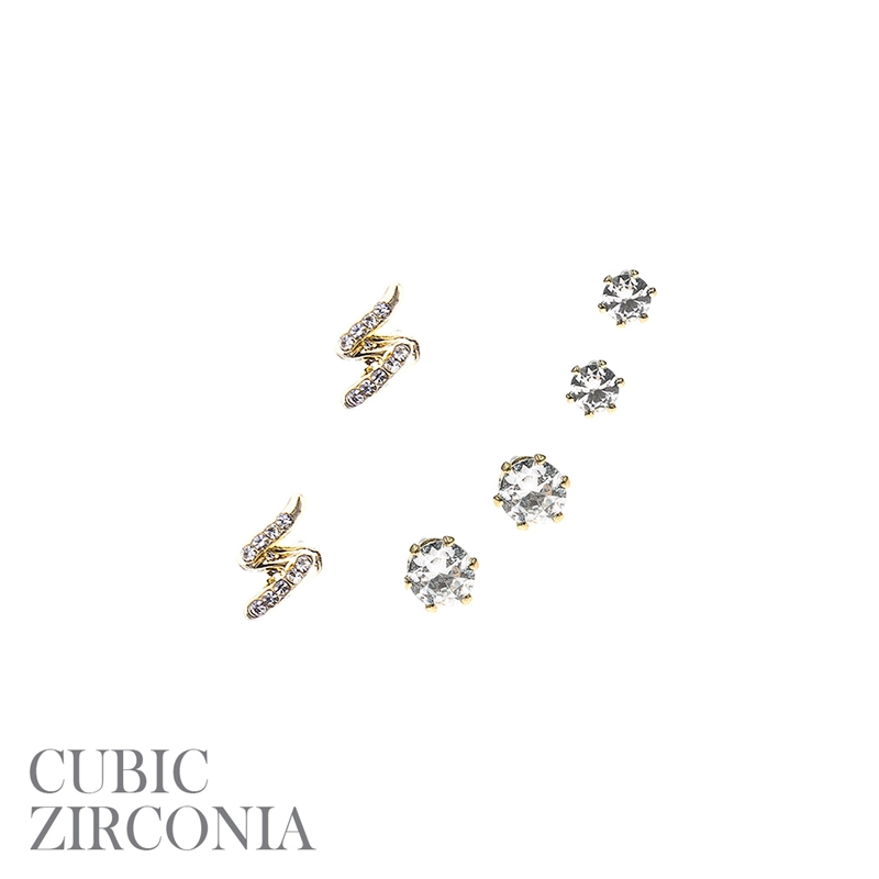 26469 SMALL LIGHTNING 3 PAIR STUD EARRINGS