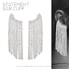 27123CR RHINESTONE STATEMENT EARCUFF FRINGE EARRINGS