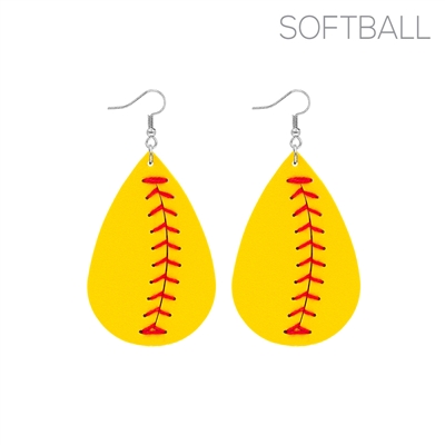 27554JO LEATHER SOFTBALL EARRINGS