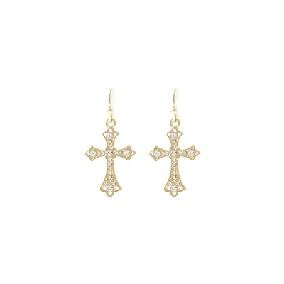 27573 ANTIQUE SMALL RHINESTONE CROSS EARRINGS