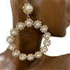 27982L ''50'' LARGE RHINESTONE & PEARL HOOP EARRINGS