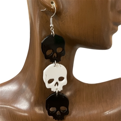 28239 BLACK & WHITE SKULL EARRINGS