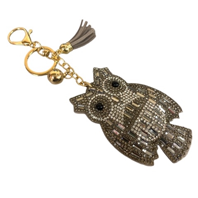 341GR RHINESTONE OWL KEYCHAIN