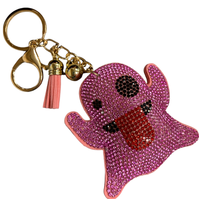 348PNK PINK  GHOST RHINESTONE KEYCHAIN