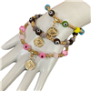 4002EE  GOLD EVIL EYE BEADED BRACELET