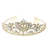 60402AB RHINESTONE HEART CENTERED TIARA