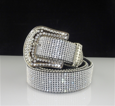 6056 CLEAR RHINESTONE BLACK THICK BELT