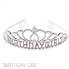 60634 RHINESTONE PINK BIRTHDAY GIRL SILVER TIARA