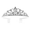 60656 SILVER THREE CENTERED CRYSTAL SHORT TIARA