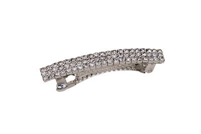 70373 3 LINE RHINESTONE SMALL SILVER HAIR CLIP