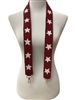 71-0006 BURGUNDY AND WHITE STARS SEED BEAD BAG STRAP