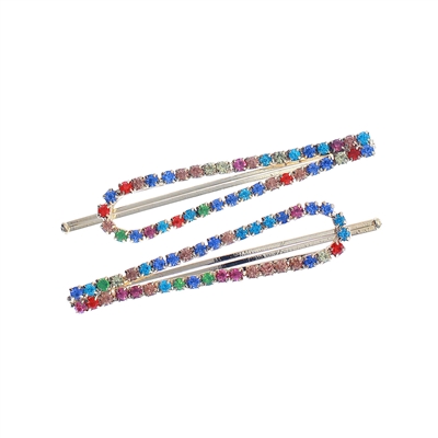 71840 MULTI RHINESTONE SLIM TEARDROP BOBBY PIN