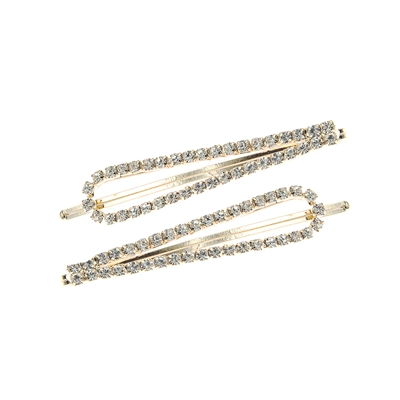 71840CR GOLD RHINESTONE SLIM TEARDROP BOBBY PIN