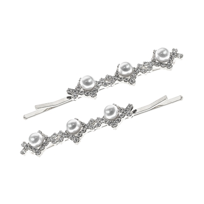 71855 RHINESTONE SQUARES WITH PEARL LG SILVER PIN