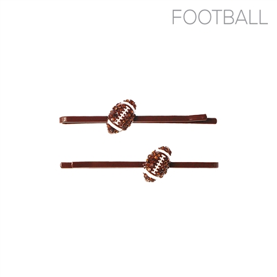 71904STO RHINESTONE FOOTBALL HAIR CLIPS