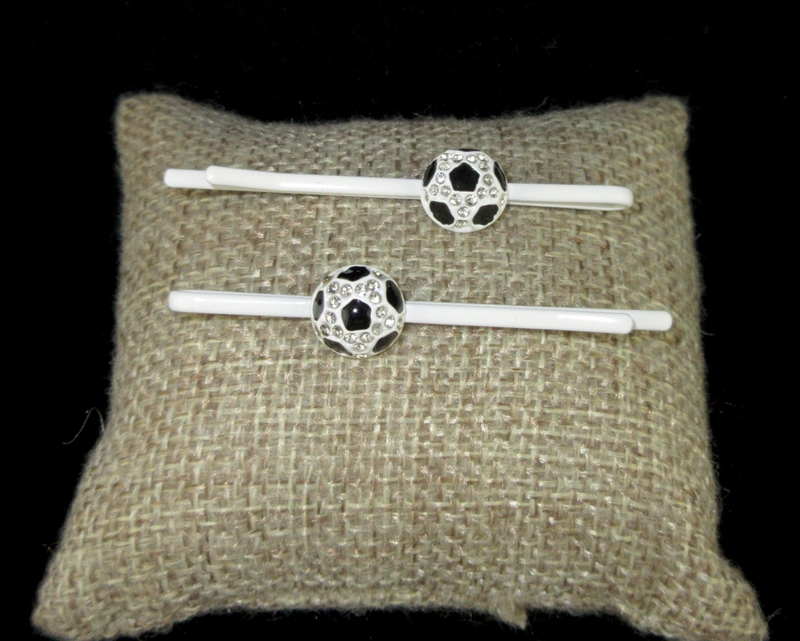 71905 RNINESTONE  "VOLLEYBALL" HAIR CLIPS