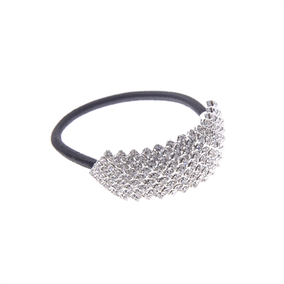 71909 SILVER RHINESTONE HAIR CRUNCHY