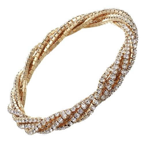 83055CR Large Memory Wire Rhinestone Twist Bracelet