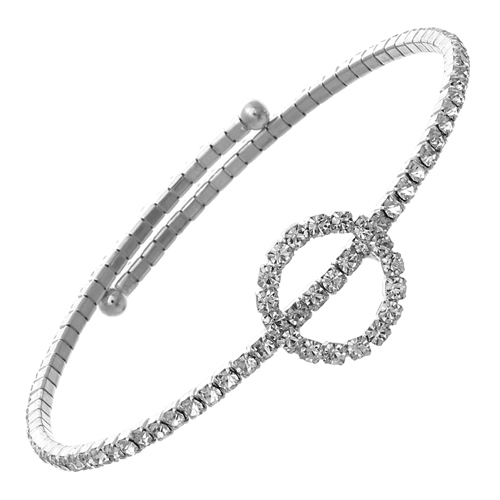 83137CR SILVER MEMORY WIRE RHINESTONE "CIRCLE" BRACELET