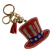 83317G RHINESTONE  AMERICAN FLAG RED HAT  KEYCHAIN