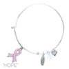 83627 PINK RIBBON "HOPE" CHARM SILVER BANGLE