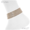 83735ACR 10 LINES CLEAR RHINESTONE ANKLET