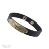 83909JT GOLD HAMMERED FAITH LEATHER BRACELET