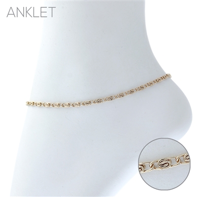 84000 GOLD SCROLL CHAIN LINK ANKLET