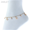 84010 GOLD BUTTERFLY & RHINESTONE CHARM ANKLET