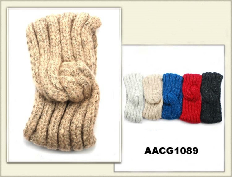 AACG1089 Head Band Knit W/Swirl