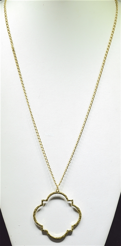 ADN0262 36" HAMMERED QUATREFOIL NECKLACE