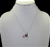 AN1573 INSPIRATIONAL HEART & PINK RIBBON SILVER NECKLACE