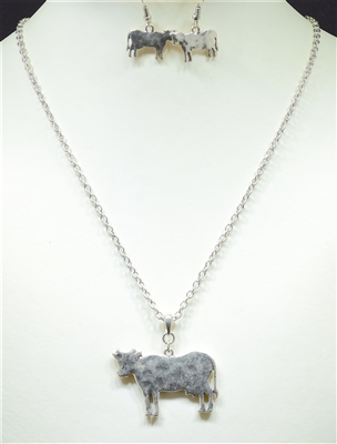 AS5771 HAMMERED COW NECKLACE SET