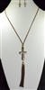 AS5800 SUEDE TASSEL CROSS NECKLACE SET