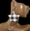 BPE03 BLACK & WHITE BUFFALO PLAID STAR EARRINGS