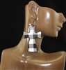 BPE04 BLACK & WHITE BUFFALO PLAID CROSS EARRINGS