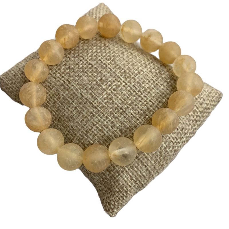 BRS044 10MM NATURAL YELLOW STONE BRACELET