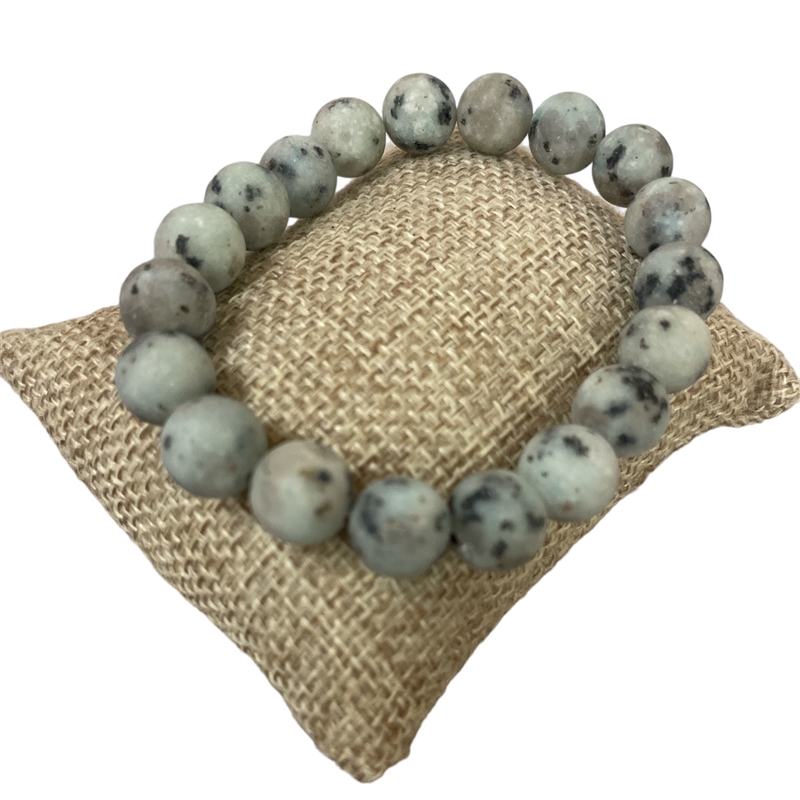 BRS046 10MM KIWI SEMI PRECIOUS  STONE BRACELET