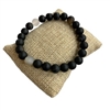 BRS127 8MM SEMI PRECIOUS BLACK AND WHITE STONE BRACELET