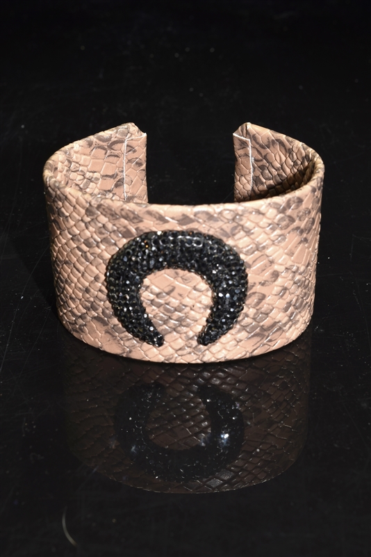 CB117 CRESCENT BROWN SNAKE SKIN BANGLE