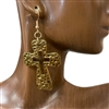 CE4352 LARGE ANTIQUE SILVER CROSS EARRINGS