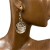 CE4927 HAMMERED SILVER DOUBLE CIRCLE EARRINGS