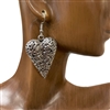 CE5280 HAMMERED SILVER HEART EARRINGS