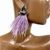 CIE2034X  WITCH PURPLE HAT EARRINGS