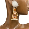 CIE2252ORW  ORANGE/WHITE CHEER&POMPOM EARRINGS