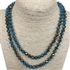 CN368BGM  36" 8MM BLUE GOLD MIX CRYSTAL NECKLACE