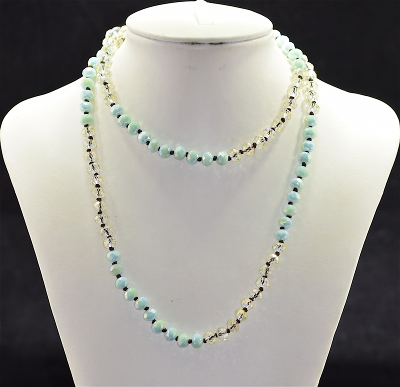 CN368CRAQ 36'' 8MM TWO TONE CRYSTAL NECKLACE
