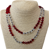 CN368CRC 36'' 8MM CLEAR & CLEAR RED CRYSTAL NECKLACE